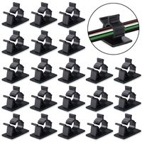 Viaky 30 Pcs Black Cable Wire Clips Adjustable Nylon Wire Holder Adhesive Cable Management Suitable for Maximum Diameter 0.6 inch (15.4mm) Cables