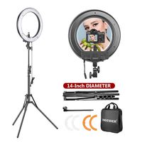 Neewer 14-inch Outer 12-inch Inner Dimmable Ring Light Lighting Kit - 50W Fluorescent Continuous Ring Light, Light Stand, Ball Head,Filter for Portrait Makeup Photography YouTube Studio Video Shooting