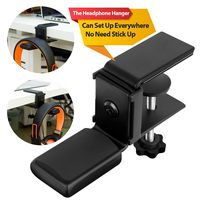 The Headphone Headset Metal Desk Hanger - with Adjustable Clamp for Computer Desk (Black)