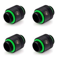 Bitspower Touchaqua G1/4" Male to Male Extender Fitting, Rotary, Glorious Black, 4-pack