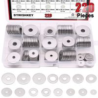 DYWISHKEY 220Pieces 15 Sizes Large Fender Washer Assortment Kit, 304 Stainless Steel (M3 M4 M5 M6 M8 M10 M12)