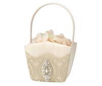 Lillian Rose Vintage Gold Lace Wedding Flower Girl Basket