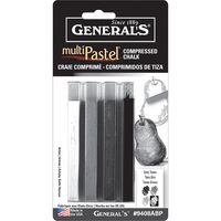 General Pencil Multi Pastel Compressed Chalk Sticks 4/Pkg-Grey Tones