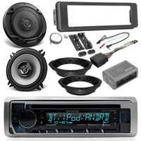 1996-13/2006-13 Harley Davidson Package - Kenwood CD USB Bluetooth Marine Radio Radio, 2X Kenwood 6.5" Speakers, Dash Radio Install Kit, Speaker Adapters, Thumb Control Interface, Antenna
