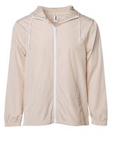 Global Blank Mens Hooded Lightweight Windbreaker Jacket Water Resistant Beige XL