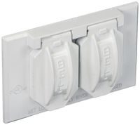 Hubbell-Raco 5180-1 2-Hole Weatherproof Device Cover, 4-9/16 in L X 2-13/16 in W X 1 in T, White