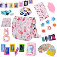 Tiessic Instax Mini 9 Camera Accessories Bundles Compatible with FujiFilm Instax Mini 9 Mini 8 Mini 8+ Camera with Mini 9 Case,108 Photos Mini Photo Album ,etc. (Flamingo，14 Items)