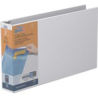 QuickFit Heavy Duty 11 x 17 Inch Landscape Spreadsheet View Binder, 2 Inch, Locking Angle D Ring, White (94030)