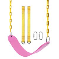 PACEARTH Swing Seat Support 660lb with 68.9 inch Anti-Rust Chains Plastic Coated 23.6 inch Tree Hanging Straps and Locking Buckles Outdoor Playground Tree Swing-Pink