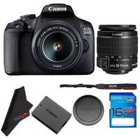 Canon EOS 1500D / T7 with EF-S 18-55 is II Lens + 16GB Memory Card Bundle