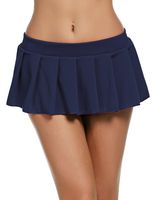 Avidlove Women Sexy Role Play Pleated Mini Skirt Ruffle Lingerie for Schoolgirl Dark Blue