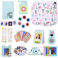 Bsuuy Instax Mini 9 Camera Accessories for FujiFilm Instax Mini 9 8 8+ Camera with Mini 9 Case/Album/Selfie Lens/Filters/Wall Hang Frames/Camera Sticker/Shoulder Strap （12 in 1 Cactus Flamingo）