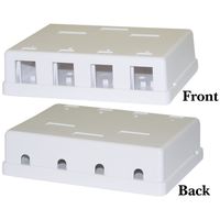 CableWholesale Blank Surface Mount Box for Keystones, 4 Port, White