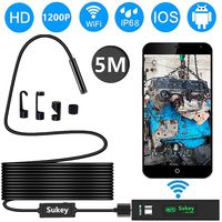 Endoscope iPhone, Sukey Wireless Endoscope Inspection Camera Borescope iPhone 2.0MP HD Waterproof IP68 WiFi Borescope Semi-Rigid Snake Camera for iPhone, Android, iOS Smartphone, Tablet, PC (16.5FT)