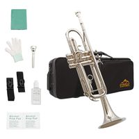Eastrock Trumpet Brass Standard Bb Trumpet Set,Student Beginner with Hard Case, Gloves, 7C Mouthpiece, and Valve Oil (Nickel Plated)
