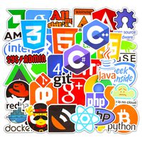 Laptop Stickers, Computer Stickers for Laptop Water Bottles Car Bumper Skateboard Guitar Bike Luggage Waterproof Vinyl Decals Cool Graffiti Stickers Pack (50 Pcs Program Internet Software Stickers)