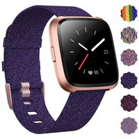 DAIKA Fabric Bands Compatible with Fitbit Versa/Versa 2/Versa Lite Stylish Woven Wristbands with Stainless Steel Buckle Fits for Women Men, Large Small