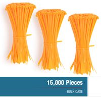 Zip Cable Cord Wire Ties, 6 Inch Long, Orange, (15,000 pcs.) 40 Pound, Strong Nylon Plastic, Heavy Duty Industrial Grade, Self-Locking, UV Resistant, Organize, Bundle, Home, Office, Crafts