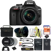 Great Value Bundle for D3400 DSLR - 18-55mm AF-P + 16GB Memory + Wide Angle + Telephoto Lens + Case