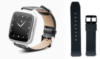 Beantech S1 Smart Watch for Apple/Android Phones. Silver with Black Croc-Embossed Leather Strap with Bonus Black Silicone Strap