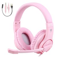 BlueFire 3.5mm PS4 Gaming Headset Bass Stereo Over-Ear Gaming Headphone with Microphone and Volume Control Compatible with PS4, New Xbox One, Xbox One S, Xbox One X, Nintendo Switch, PC（Pink）