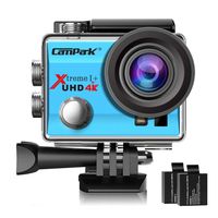 Campark ACT74 Action Camera 4K WiFi Waterproof Sports Camera 170 Degree Ultra Wide Angle Lens with 2 Pcs Rechargeable Batteries and Helmet Accessories Kits(Blue) (Renewed)
