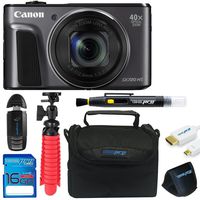 Canon Powershot SX720 (Black) + 12" Tripod + 16GB Memory Card + Pixi-Basic Accessory Bundle