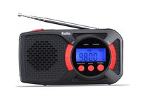 Kaito KA360 Digital Portable Hand Crank Solar AM/FM NOAA Weather Radio with Cell Phone Charger & 3-LED Flashlight (Black) (Red)