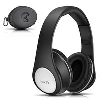 Over Ear Headphones, Mkay Bluetooth Wireless Headset V4.2 with Deep Bass Microphone Hi-Fi Stereo, Foldable & Lightweight, 25H Playtime for Travel Work TV Computer iPhone-Black