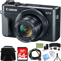 Canon PowerShot G7 X Mark II Zoom Digital Camera w/ 64GB Accessory Bundle includes Camera, Bag, 64GB SDXC Memory Card, HDMI Cable, Card Wallet + Reader, Cleaning Kit, Beach Camera Cloth and More