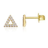 PAVOI 14K Gold Plated Sterling Silver CZ Diamond Delta/Triangle Stud Earrings (Yellow)