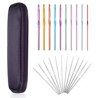 22 Pcs Aluminum Crochet Hooks, Knitting Needles Craft, Weave Yarn Set 0.6-6.5mm [Purple]