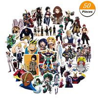 WerNerk My Hero Academia Anime Cartoon Laptop Stickers Waterproof Decal Bumper No-Duplicate Skateboard Pad MacBook Car Snowboard Bicycle Luggage Decor(50PCS)