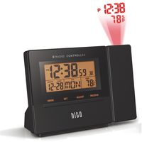 HITO Atomic Radio Controlled Projection Alarm Clock w/ Date, Temperature, Week, Alarm Status, Backlight -Battery Operated/ Adaptor (Projection)