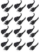PTC 12-Pack 1ft UL Listed Thicker 16AWG POWER STRIP OUTLET EXTENDER/OUTLET SAVER/POWER EXTENSION CABLE