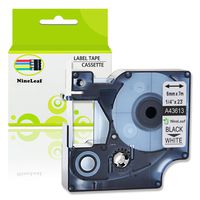 NineLeaf 1 Pack 6mm Black on White 43613 Label Tape Compatible for Dymo D1 LabelManager Wireless PnP LabelWriter 450 Duo Printers