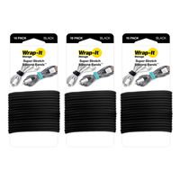 Wrap-It Storage Super-Stretch Silicone Bands - Black (48 Pack) - Great for Cord Wraps and Organizers, Hair Ties, Rubber Band Alternative