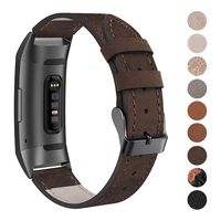 SWEES Leather Bands Compatible for Charge 3 & Charge 3 SE Fitness Tracker, Genuine Leather Band Strap Wristband Replacement for Women Men Small Large, Black, Rose Gold, Beige, Brown, Grey, Tan