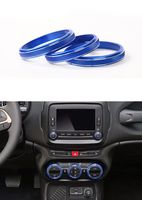 Dwindish Blue Aluminum Air Condition Fan Vent Adjustment Button Ring Cover Trim for Jeep Renegade Strength+/Smart 2015 Up