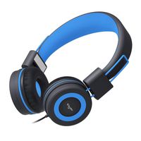 Elecder i37 Kids Headphones Children Girls Boys Teens Foldable Adjustable On Ear Headphones 3.5mm Jack Compatible iPad Cellphones Computer MP3/4 Kindle Airplane School Tablet Black/Blue