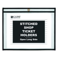 C-Line Stitched Shop Ticket Holders, Both Sides Clear, Open Long Side, 11 x 8.5 Inches, 25 per Box (49911)