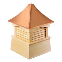 Good Directions Coventry Louvered Cupola with Pure Copper Roof, Cypress Wood, 22" x 29", Quick Ship, Reinforced Rafters and Louvers, Cupolas