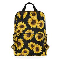 AGONA Black Sunflower College Backpack Lightweight Computer Laptop Bag Business Travel Backpack Large Diaper Bag Doctor Bag School Backpack for Women Men