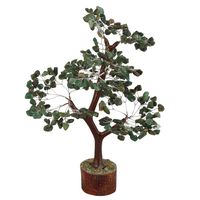 FASHIONZAADI Green Aventurine Gemstone Chakra Bonsai Tree Healing Crystals Chakra Trees Reiki Stone Goodluck Chakras Crystal Home Office Living Room Table Décor Gift Size 10-12 Inch (Silver Wire)