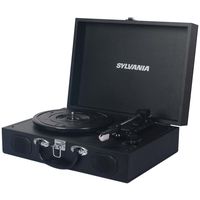 Sylvania STT104BT-Black Portable USB Bluetooth Encoding Turntable Record Player in Suitcase