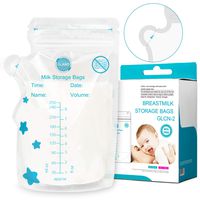 GLAND Breastmilk Storage Bags Easy Pour Spout 100 Count, Pre-Sterilized BPA Free Ready to Use Double Zipper Seal Bags for Pumping Freezing and Feeding milk Self-Standing Flat Profile Space Saving 8 oz