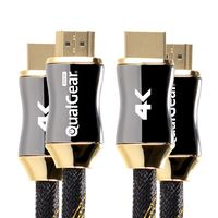 QualGear 10 Feet-2 Pack  HDMI Premium Certified 2.0 cable with 24K Gold Plated Contacts, Supports 4K Ultra HD, 3D, 18Gbps, Audio Return Channel, Ethernet (QG-PCBL-HD20-10FT-2PK)