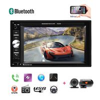 2 Din Car Radio Universal Car Stereo 6.2'' Digital Touch Screen Support Bluetooth Rear View Backup Camera Mirror Link Steering Wheel Control TF USB FM AUX DVR Video MP5 Player with Driving Recorder
