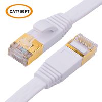 Cat 7 Ethernet Cable 50 Foot White, AwonstieGEK Shielded Flat Internet Cable With Clips, Faster Than Cat6 Lan Wire