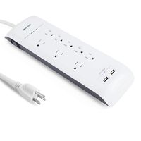 Oviitech 8-Outlet Surge Protector Power Strip with 2 USB Charging Ports (2.4A Total，2160 Joules with 6 Foot Heavy Duty Extension Cord, White, ETL Listed.